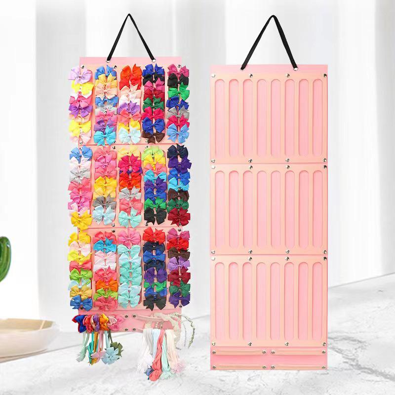 Organizador de laços de cabelo para pendurar na parede, suporte de faixa de cabeça de grande capacidade, cabide de armazenamento de grampo de cabelo, acessório de economia de espaço para quarto de menina