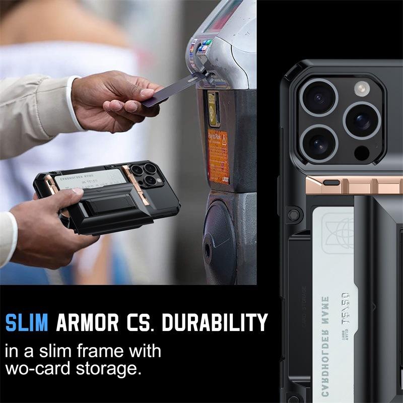 Applicable To Apple 16 Mobile Phone Case 13Pro Side Sliding Card Advanced Feel Iphone15 with Bracket Hard Case 4