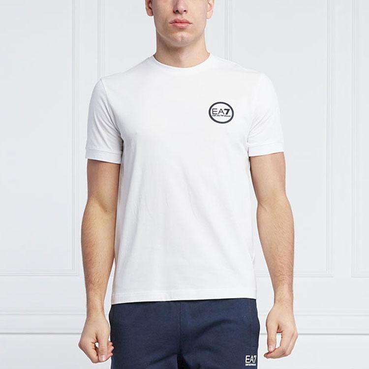 Emporio Armani EA7 SS22 Logo Print Crew Neck T-Shirt Men tops White 3LPT13-PJ5MZ-1100