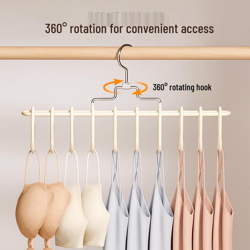 Dual-Sided Multi-Layer Clothes and Underwear Rack with Double-Row Hooks