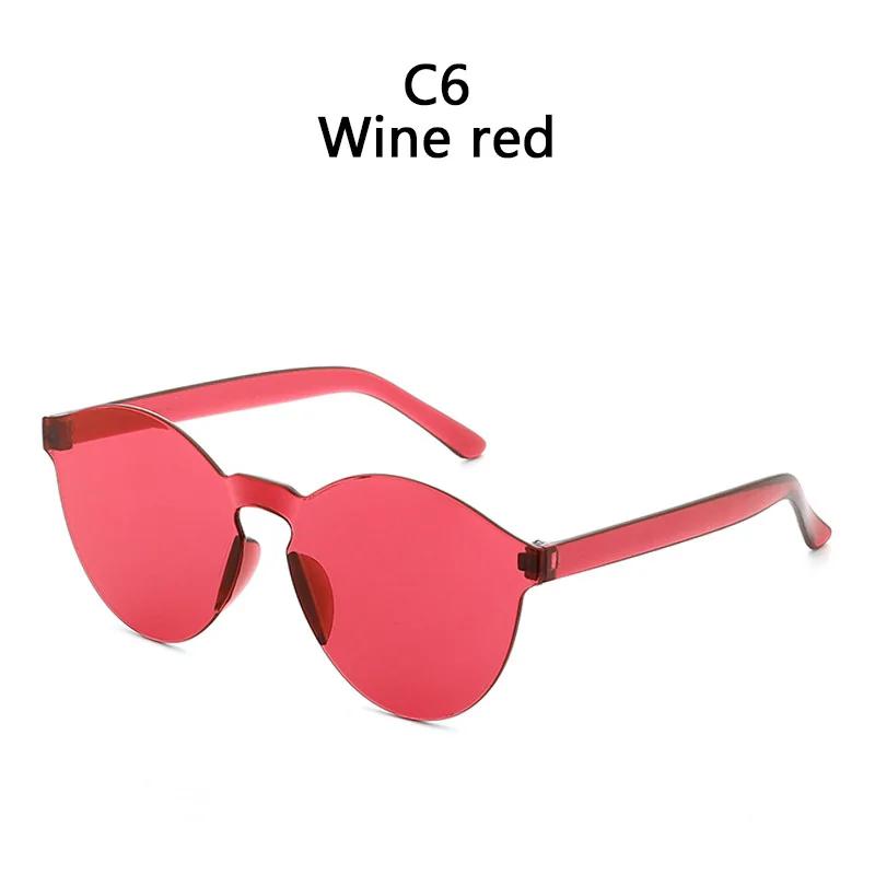 Oval Shape Sunglasses Women Rimless Frame Tint Clear Lens Colorful Sun Glasses Female Red Pink Yellow Shades Travel