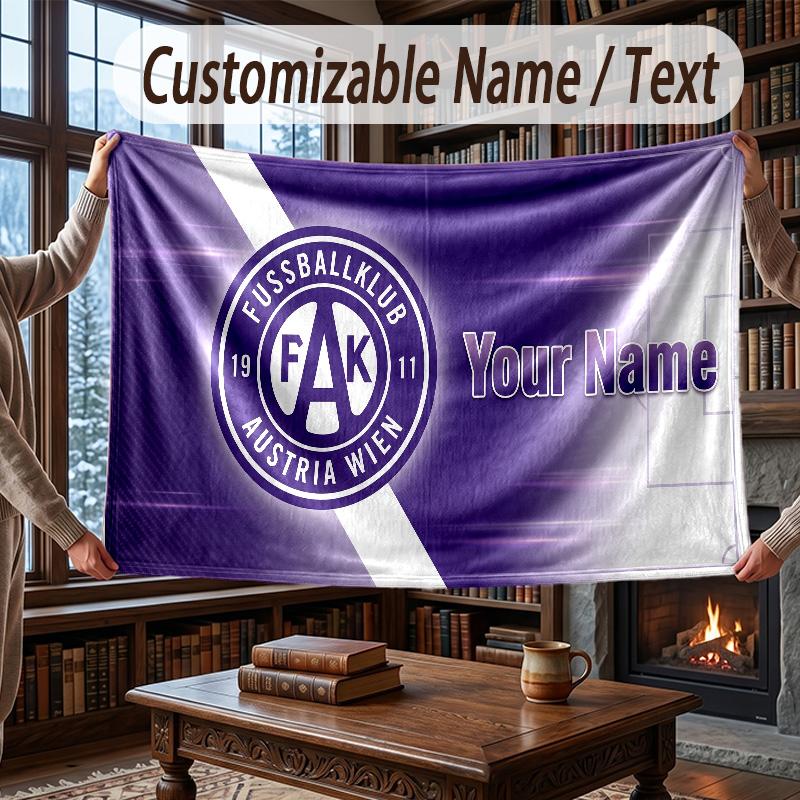 Custom Name Flannel Throw Blanket Austria Wien FC Pattern Warm Home Decoration