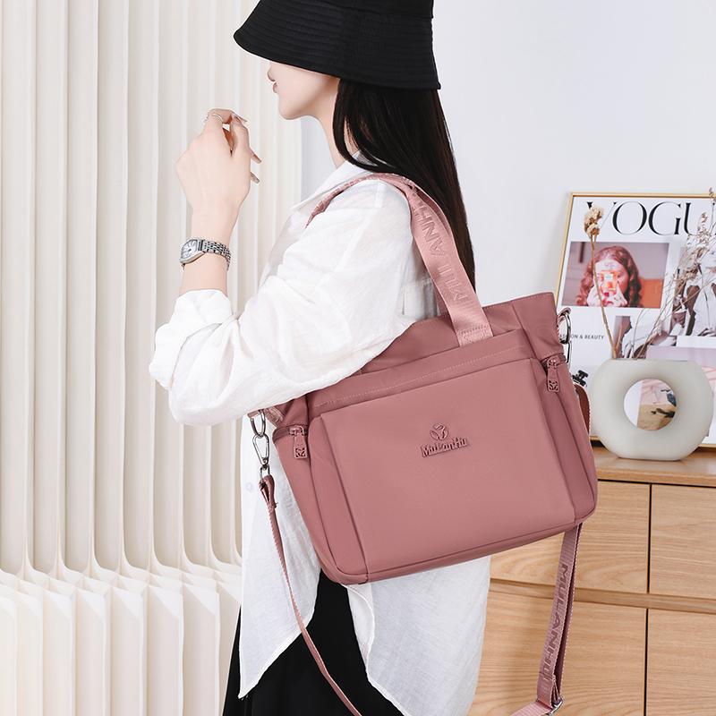 Borsa Tote Versatile in Nylon con Manici in Nastro Tasche con Zip Tracolla Regolabile Borsa a Spalla Casual da Donna per l'Uso Quotidiano