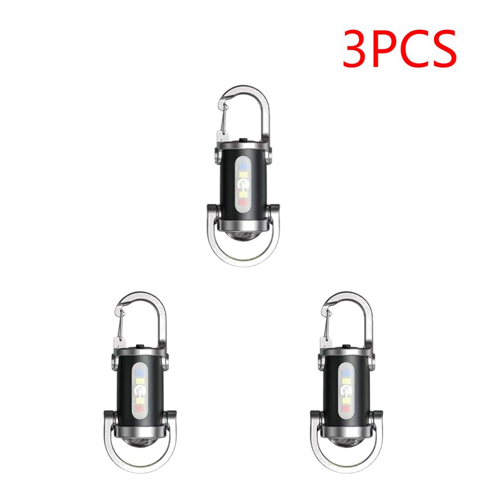 Mini Flashlight Multifunctional Portable Keychain Torch USB Rechargeable Ultralight Camping Flashlight for Camping Hiking