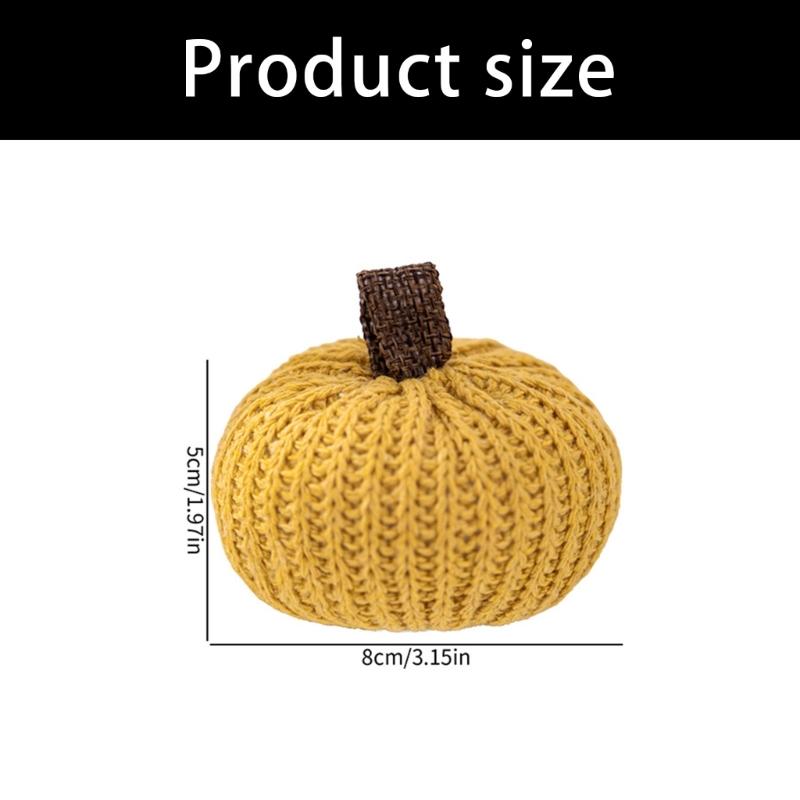 Fall Pumpkin Decorations Set of 6, Knitted Polyester Ornament with Fabric Tabs for Thanksgiving Tables, Shelves, Windowsills and Indoor Foliage