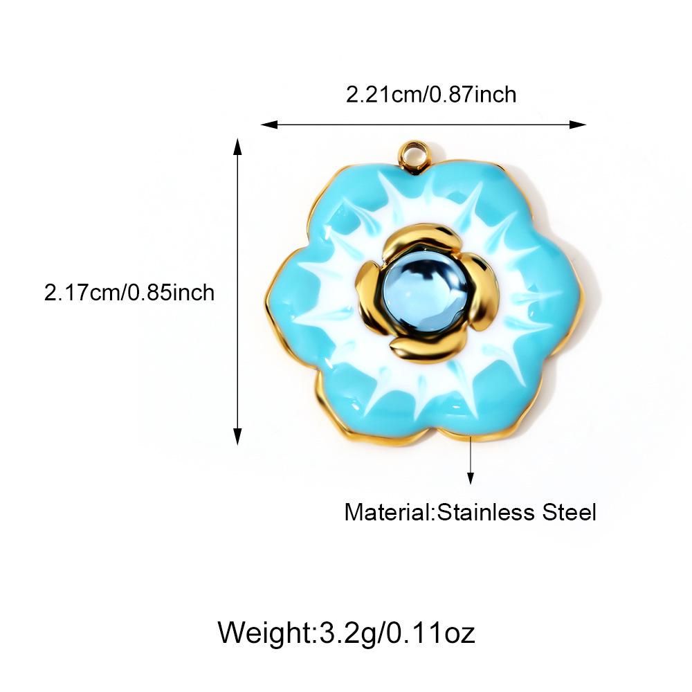 Three-Dimensional Rose Devil's Eye Cross Stainless Steel Pendants for DIY Necklaces
