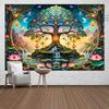 Fantasy Forest Tree Tapestry Green Nature Tree Of Life Tapestry For Bedroom Aesthetic Waterfall Lotus Flower Natural Landscape