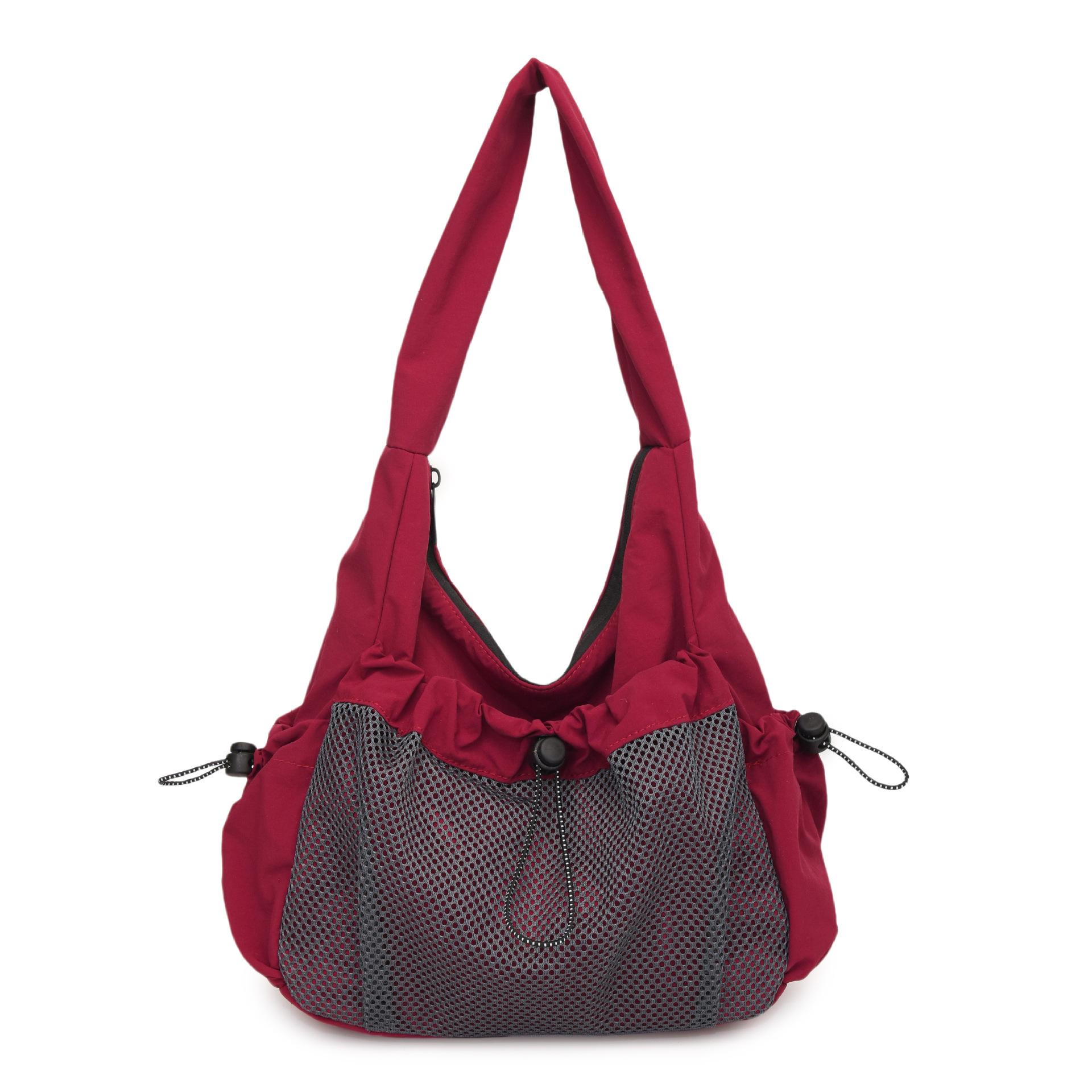 

Pleated Hollow Patchwork Women s Shoulder Bags Simple Ladies Drawstring Underarm Bag Outdoor Travel Female Handbags Tote Purse червоний
