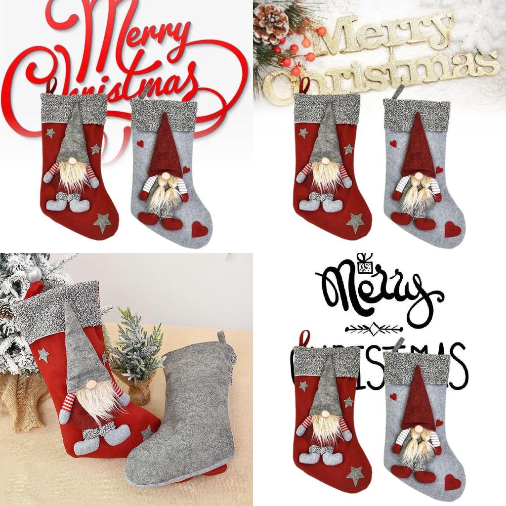 Kreative Nordwald-Weihnachtsmann-Puppen und Rote Weihnachtsstrümpfe Geschenktaschen für Festliche Dekoration