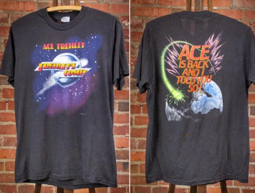 Vintage Ace Frehley Frehley039s Comet Ace is Back Concert T Shirt 1987 Black Unisex T-Shirt S