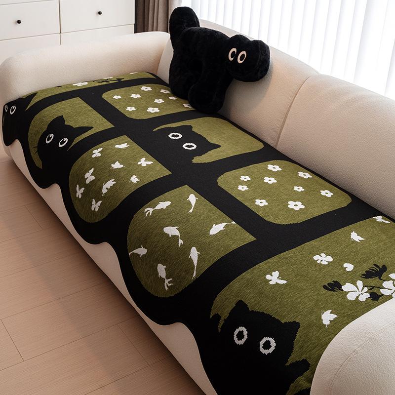 Special-shaped leather sofa cushion is universal in all seasons 2025 new light luxury high-end fixed non-slip straight row seat cushion cover cloth