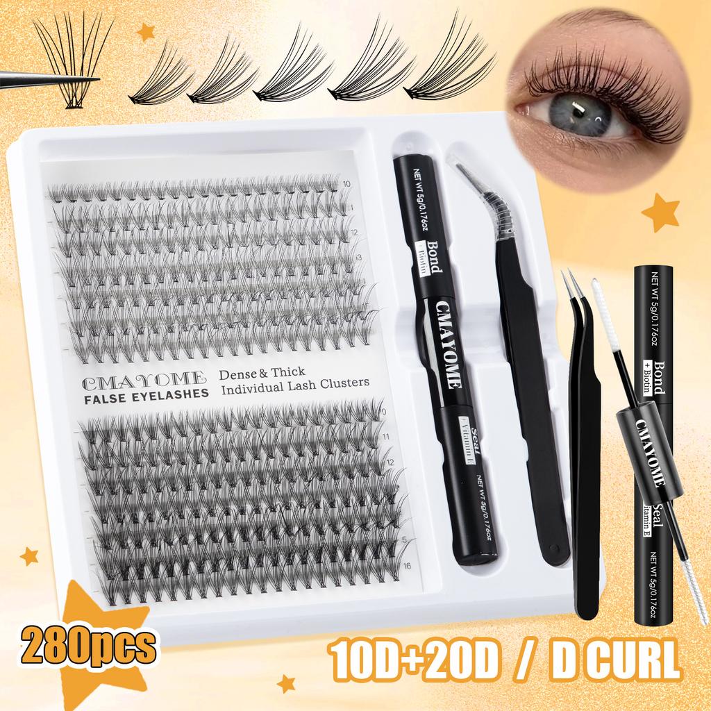 DIY Segmented Fluffy Single - Cluster False Eyelashes with D - Curl, 10 - 16mm for Natural and Dense Lash Grafting Makeup
