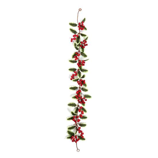 3.2FT Red Berry Christmas Garland with Green Leaves Artificial Christmas Garland Fireplace Table Centerpiece for Winter Holiday Decor
