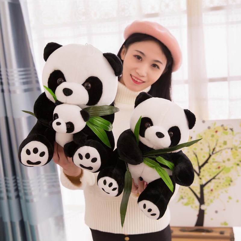 Adorable Miniature Panda Plush Toy Soft Stuffed Animal Cuddly Black White Doll