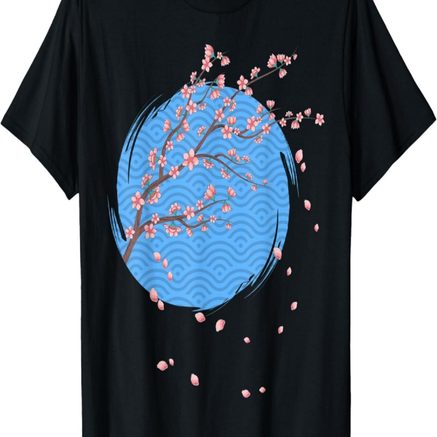 Sakura Pink Flower Japan Floral Cherry Blossom T-Shirt(1) S чёрный