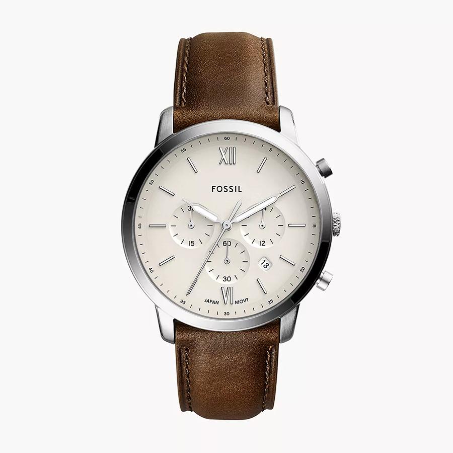 

Fossil Unisex Neutral Quartz Watch - White Circular Dial, Leather Strap, Daily Style FS5380
