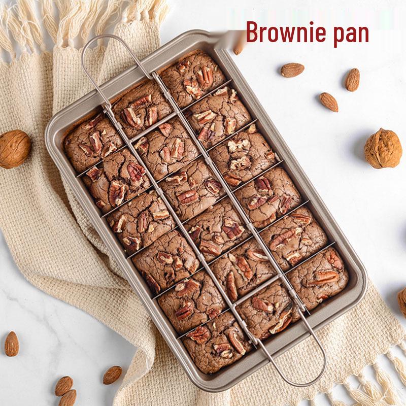 In Stock Non-Stick, Fixed Bottom 18-Cavity Brownie Pan - Square Cake and Bread Baking Mold