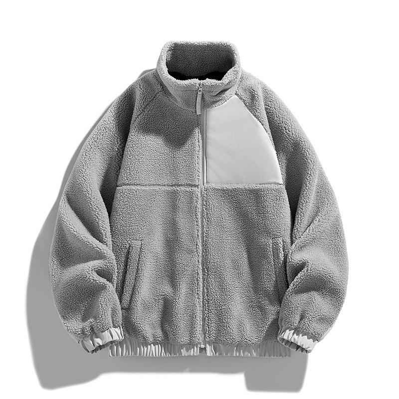 Winter New Trendy Lamb Fleece Jacket Couple Style Jacket Plus Velvet Thickened Warm Sweatshirt