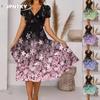 JPNTKY Fashion Summer Spring Short Sleeve V-Neck Casual Dresses