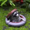 Miniature Raccoon Figurines Patio Raccoon Manhole Cover Decor Raccoon Outdoor Statue Decoration Raccoon Resin Sculpture Ornament