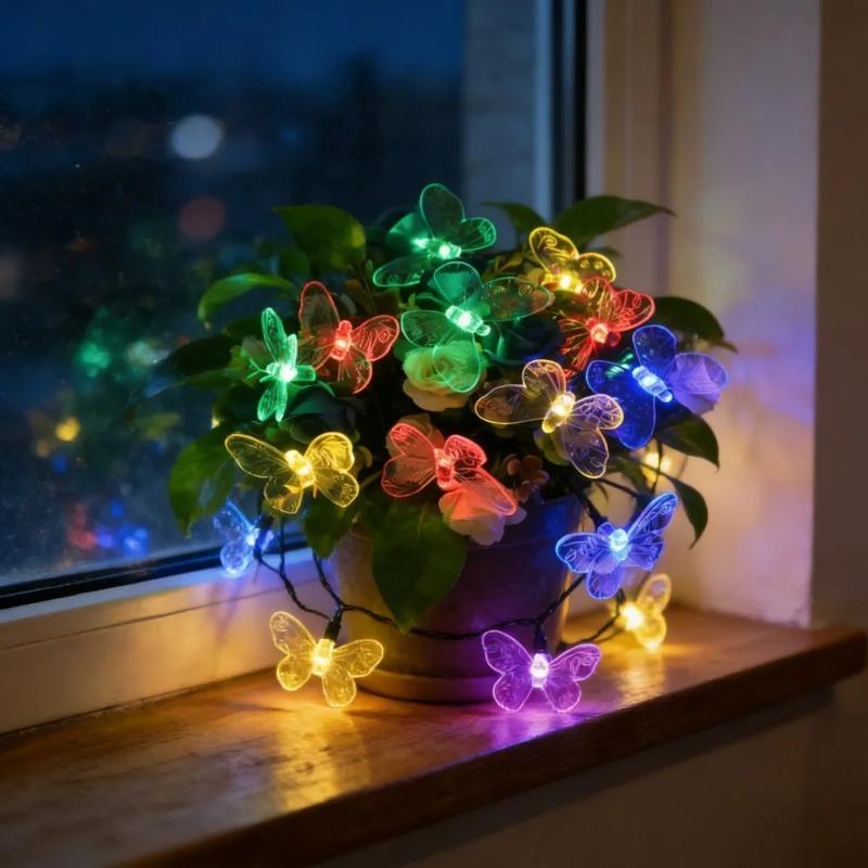 Solar Butterfly Fairy Lights Waterproof Solar String Light for Outdoor Garden Patio Courtyard Party Wedding Scene Home Decor