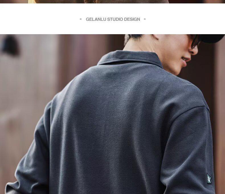 2025 Spring/Autumn Korean Style Trendy Polo Collar Hoodie: Youthful Men's Fashion, Loose Fit, Casual Long Sleeve Top