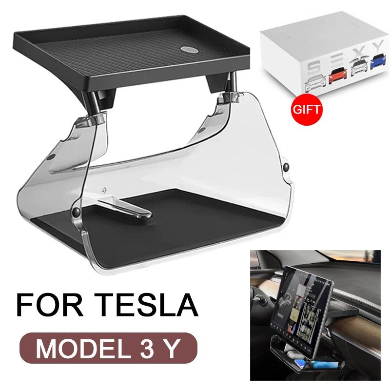 For Tesla Model 3 Y Center Console Storage Box Magnetic Under Screen Storage Box Car Dashboard Organizer Tissue Holder Glovebox