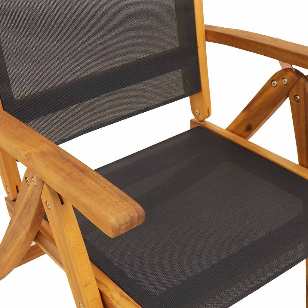 9 Piece Outdoor Dining Set Solid Acacia Wood Table and Textilene Chairs