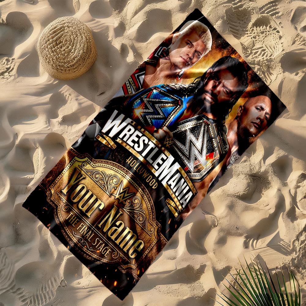 Toalla de Playa Personalizada con Nombre de Wrestlemania Alta Absorción y Secado Rápido