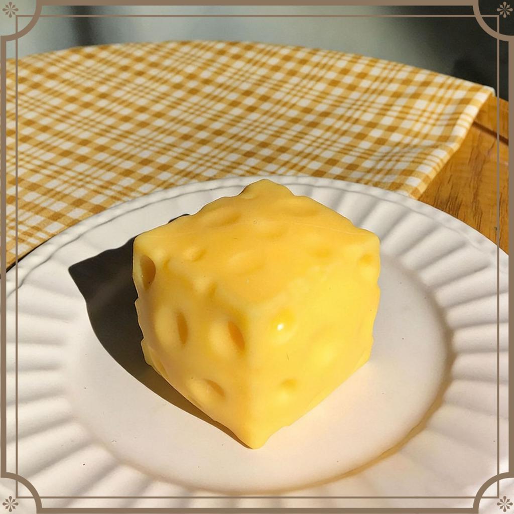 Thick Maltose Cheese Toy: Giant Slow Rebound Squeeze Toy, Realistic Food Ornament, Aesthetic Office Sensory Fidget Toys, New