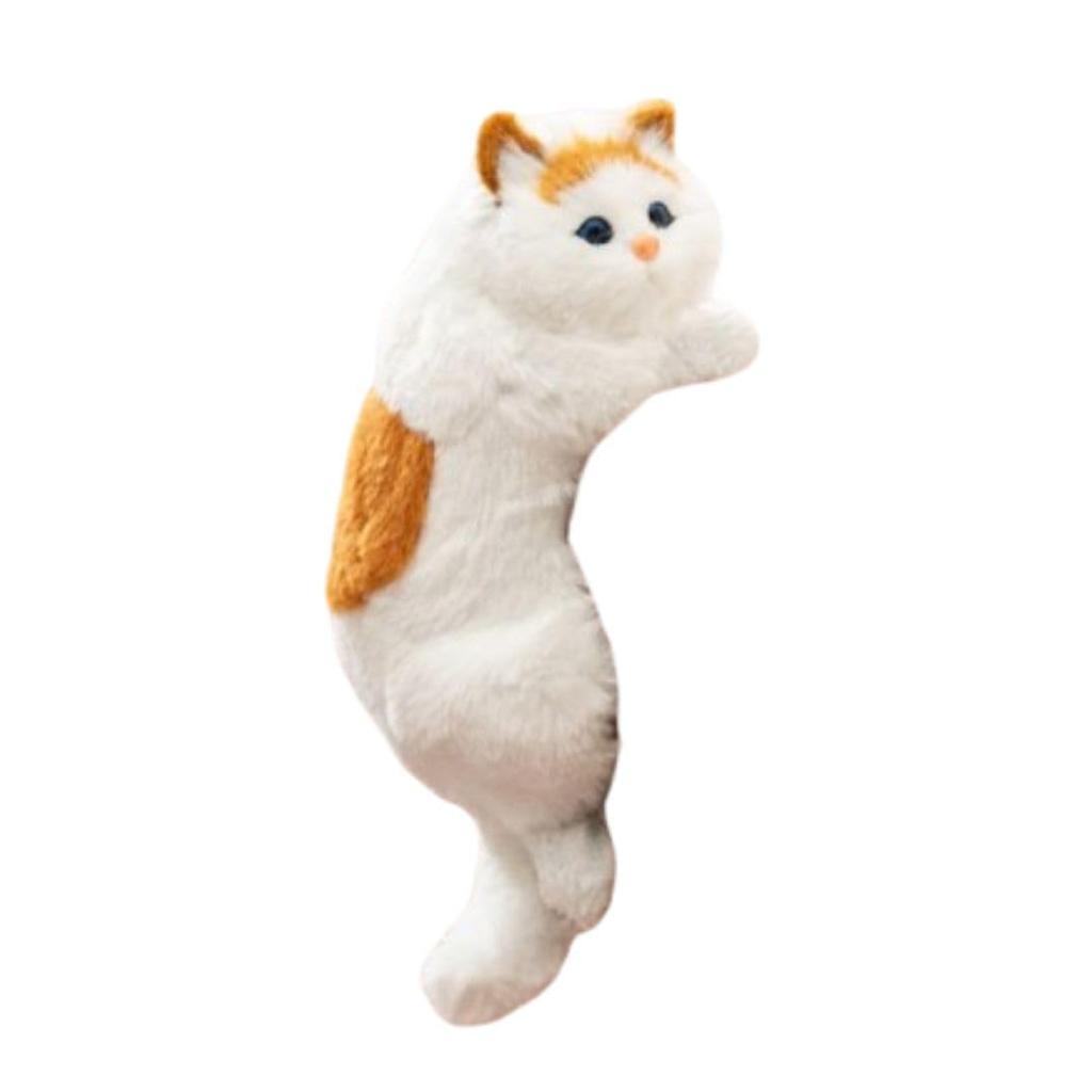 Realistic Cat Plush Hanging Decorative Cat Real Pet Item and Figurine, Toy, Object, (White Black)