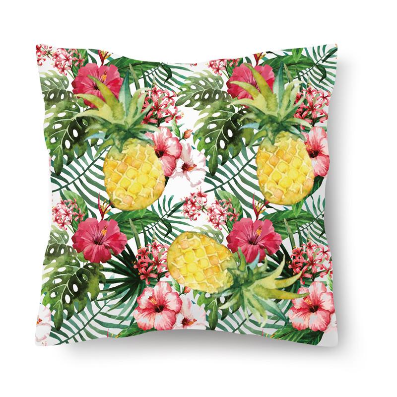 Tropical plant ins pillowcase short plush mahogany car bed cushion cover