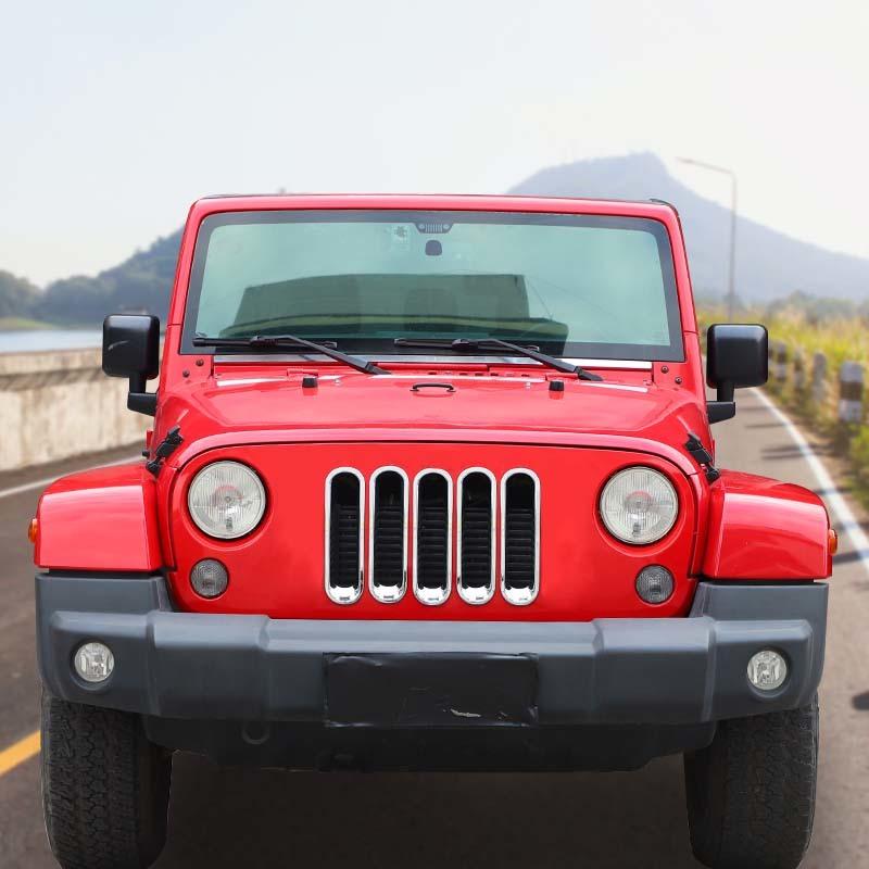 ABS Car Front Grille Decoration Ring Cover Stickers For Jeep Wrangler JK 2007-2017 Car Exterior Accessories