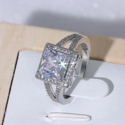 Stylish and Exquisite Cubic Zircon Ring Shining AAA Attending Banquets Wedding Anniversaries Gift High Quality Boutique Jewelry