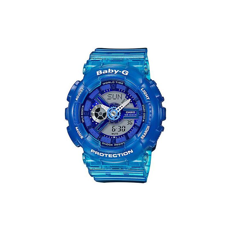 

Casio CASIOBABY-G Series Translucent Jelly Vibrant Street Classic Pointer Dual Display Sports Waterproof Quartz Movement Resin Strap BA-110JM-2A синий