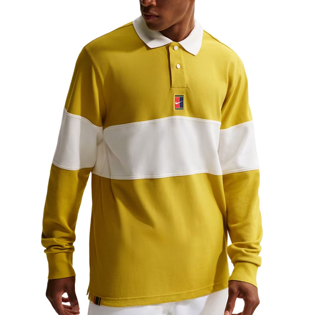 Nike Court Heritage Men s Long-Sleeve Tennis Polo Olive Green HQ1748-389 S