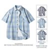 Trendy Men's Hong Kong Style Plaid Shirt - Casual Summer Short Sleeve