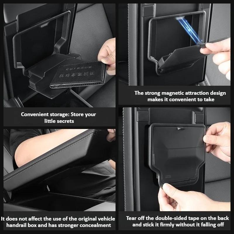 Car Armrest Box Hidden Storage Box For Tesla Model Y Juniper 2025 Model 3 Highland 2025 Center Console Storage Auto Accessories