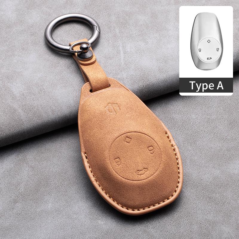 Leather Car Key Case Cover for Leapmotor T03 S01 C11 for 2025 Leapmotor C01 T03 S01 C11 Leap Motor Holder Key Fob Keychain