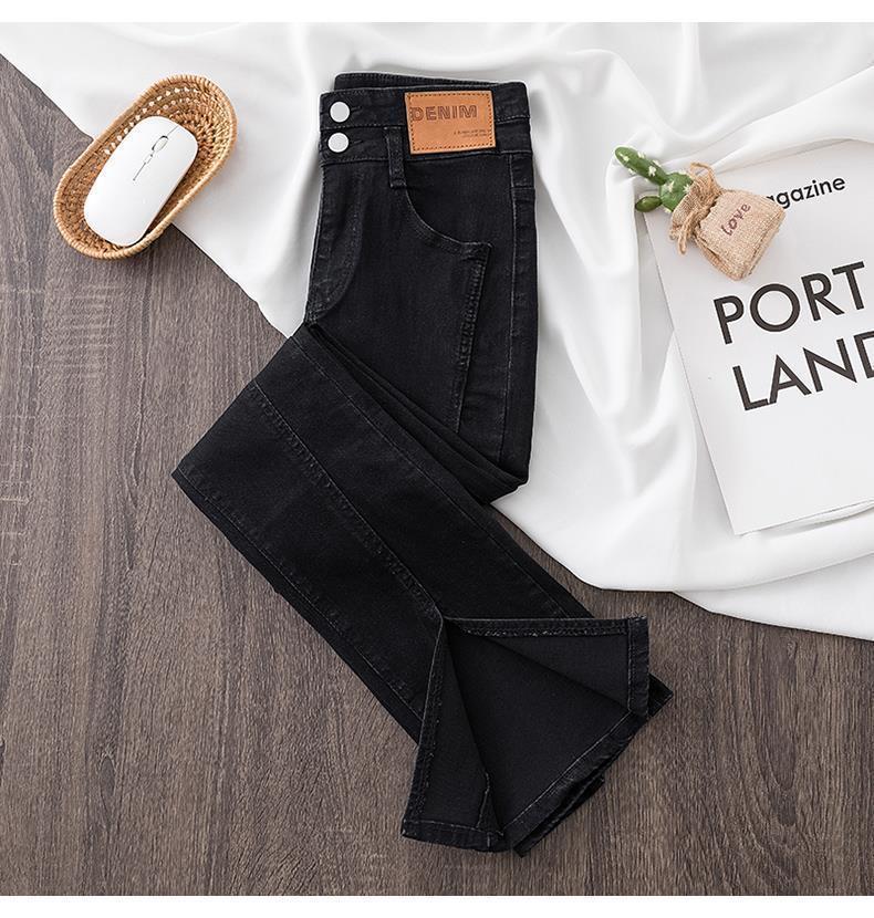 Women's Retro High Waist Flare Jeans - Korean Style, Summer Slimming, Split Bell Bottoms