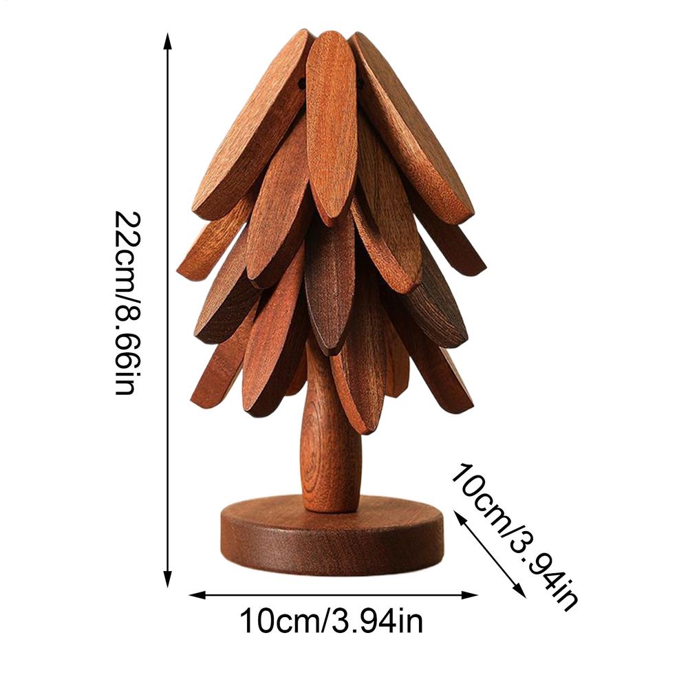 Wooden Trivets For Hot Dishes Insulation Pad Tree Shape Trivet Set Coaster For Teapot Hot Pots Halloween Christmas Gift