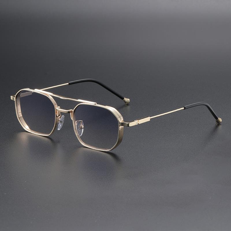 New Trendy Fashion Metal Double-Bridge Sunglasses Premium Business Square-Frame UV-Protective Eyewear Classic Driving Shades