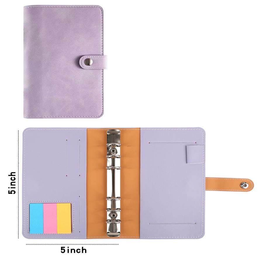 Custom A6 Notebook PU Soft Leather Binder Cover Loose-Leaf Budget Binder with 100 Inner Sheets Hardcover Style (Purple,A6&80-120 Sheets) фиолетовый