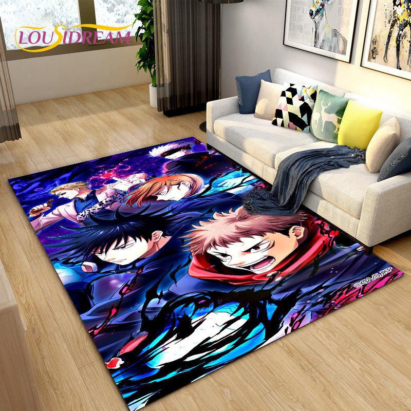 Jujutsu Kaisen Anime Cartoon Area Rug,Carpets Rug for Living Room Bedroom Sofa Doormat Decoration,Kids Play Non-slip Floor Mat