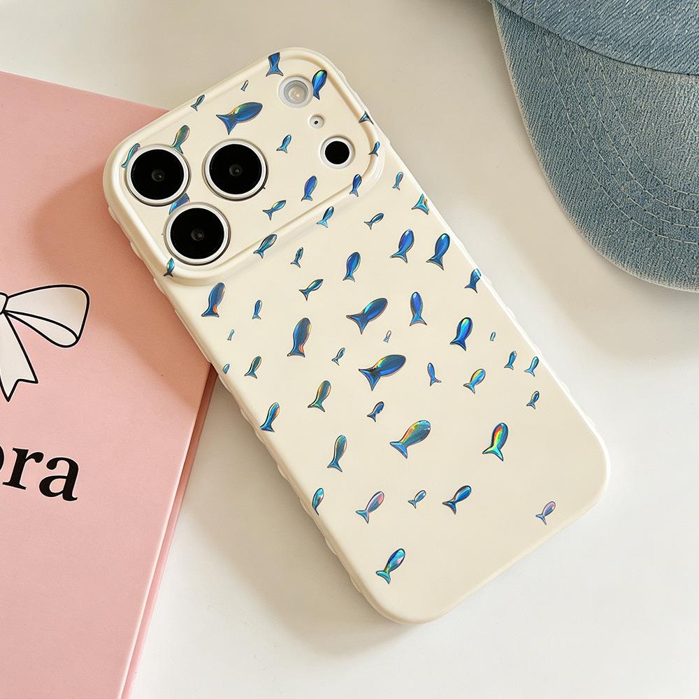 Faint Blue Fish School Is Suitable for iPhone17/17Pro Mobile Phone Case, Anti-drop Apple 16/15 Protective Case 14 New Women