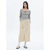 Pocket-Point Cotton Long Skirt Beige
