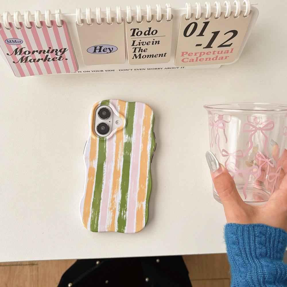 Fashion Graffiti Striped Color Blocked Phone Case For Iphone 16 15 14 13 12 Pro Max Wave Border Frame Protect Shockproof Cover