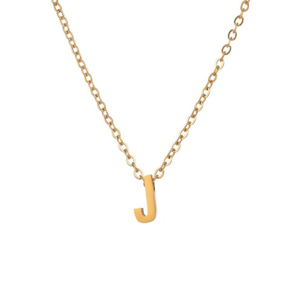 Elegant 18K Gold Titanium Letter Pendant Necklace - Durable and Versatile Clavicle Chain