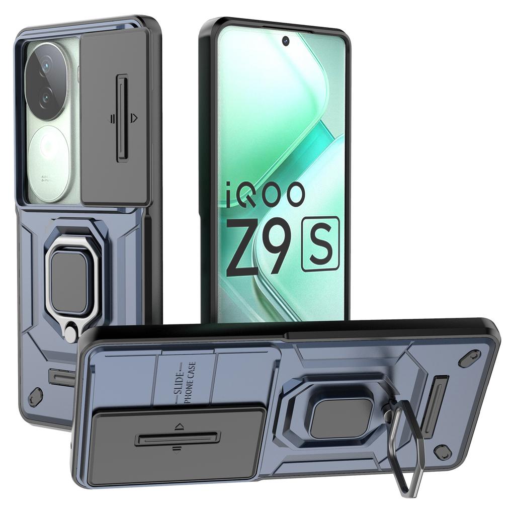 For Vivo iQOO Z9s 5G Case PC+TPU Kickstand Phone Protector with Lens Cover