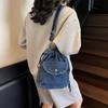 Umhängetasche Kordelzug Beuteltasche Koreanischer Stil Handytasche Retro Denim Umhängetasche Damen